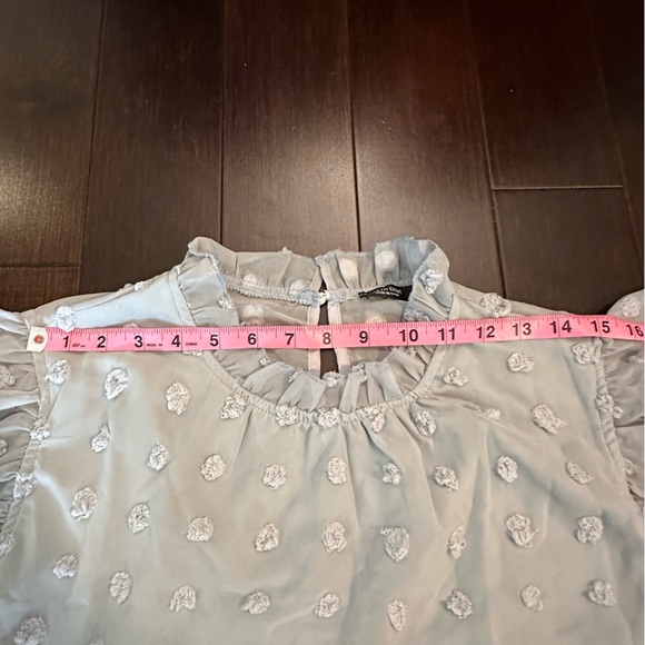SHEIN Curve Baby Blue Flutter Sleeve Blouse - Picture 10 of 10